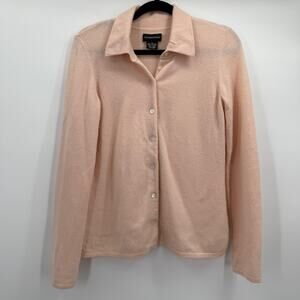 Sutton Studio Cardigan Sweater Womens Medium Pink 100%‎ Cashmere Button Front